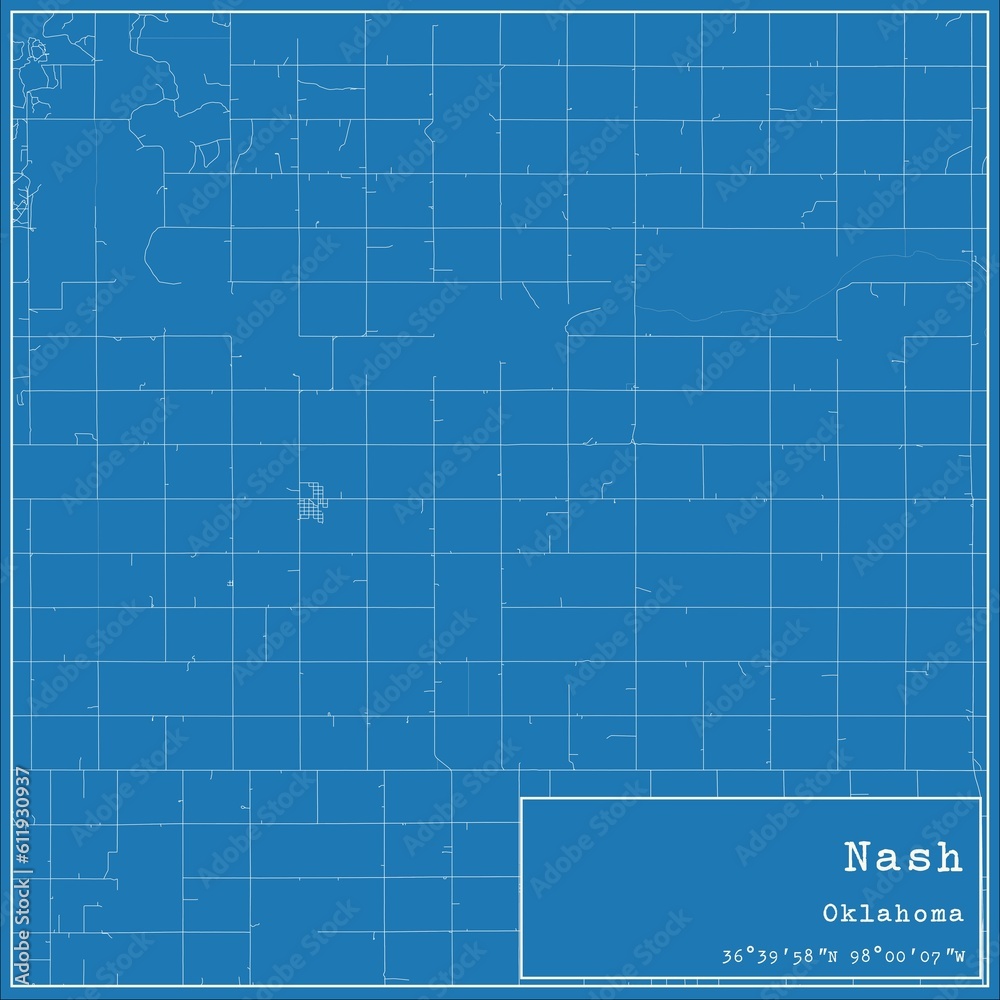 Fototapeta premium Blueprint US city map of Nash, Oklahoma.