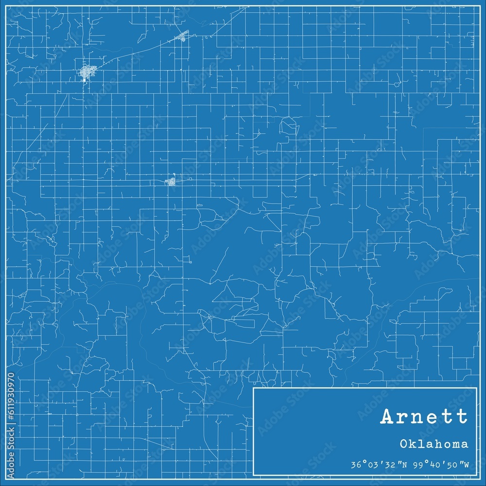 Blueprint US city map of Arnett, Oklahoma.