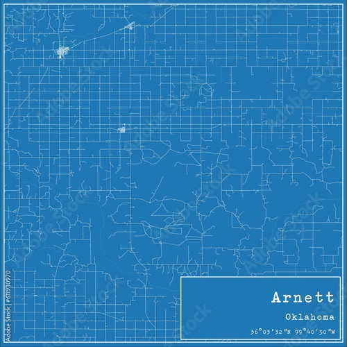 Blueprint US city map of Arnett, Oklahoma.