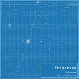 Blueprint US city map of Frederick, Oklahoma.