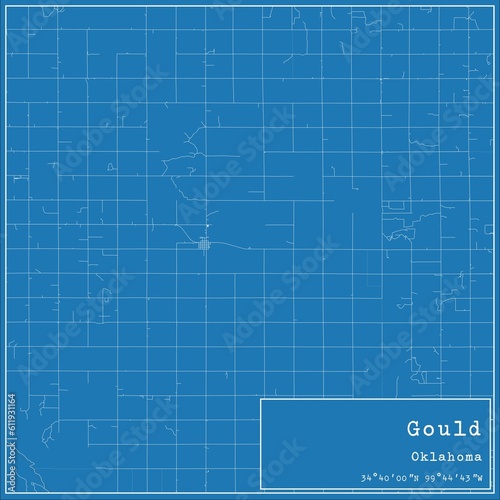 Blueprint US city map of Gould, Oklahoma.