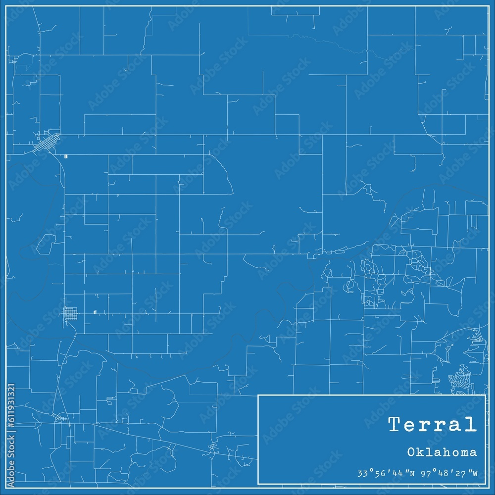 Blueprint US city map of Terral, Oklahoma. Blueprint US city map of Terral, Oklahoma.