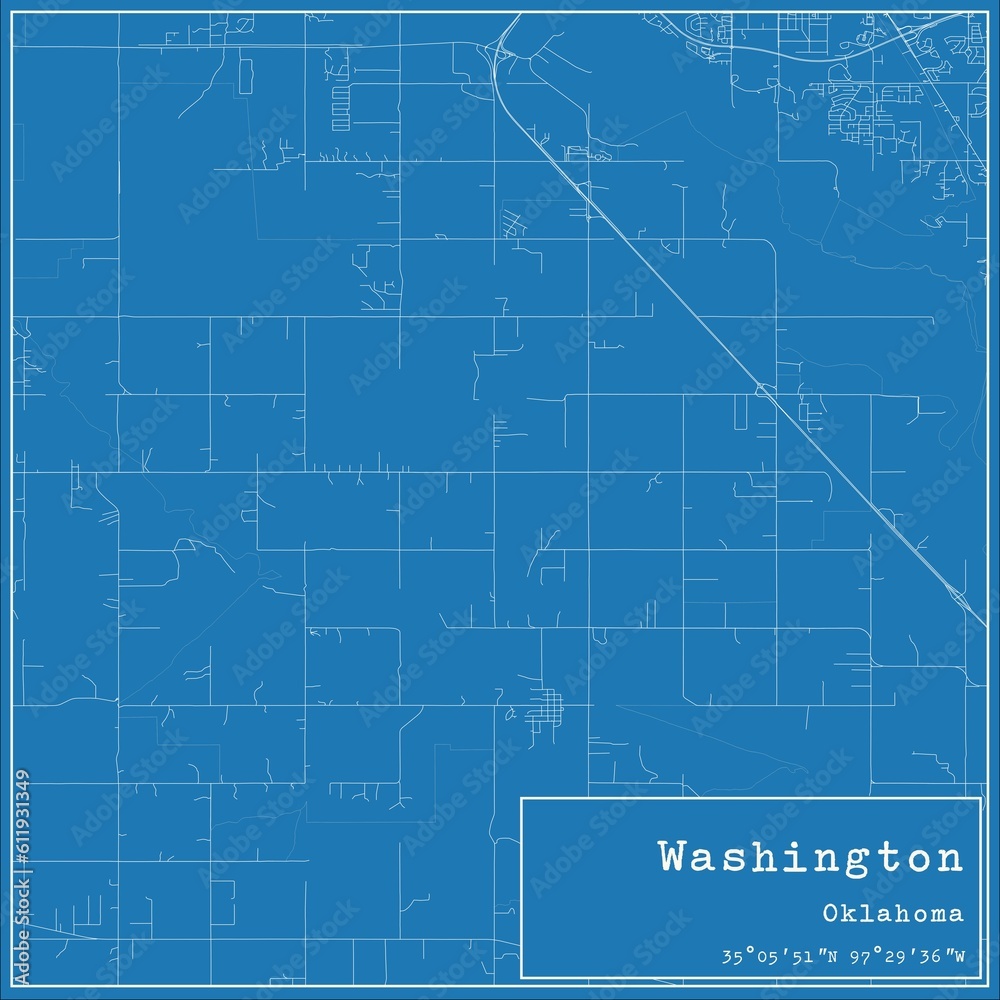 Blueprint US city map of Washington, Oklahoma.