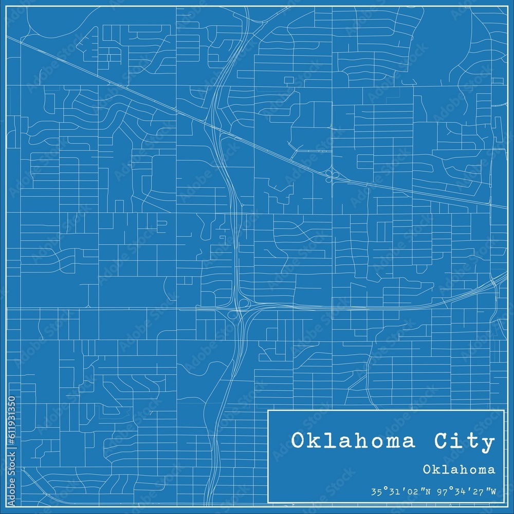 Fototapeta premium Blueprint US city map of Oklahoma City, Oklahoma.