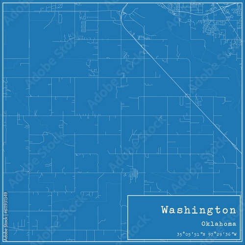 Blueprint US city map of Washington, Oklahoma. photo