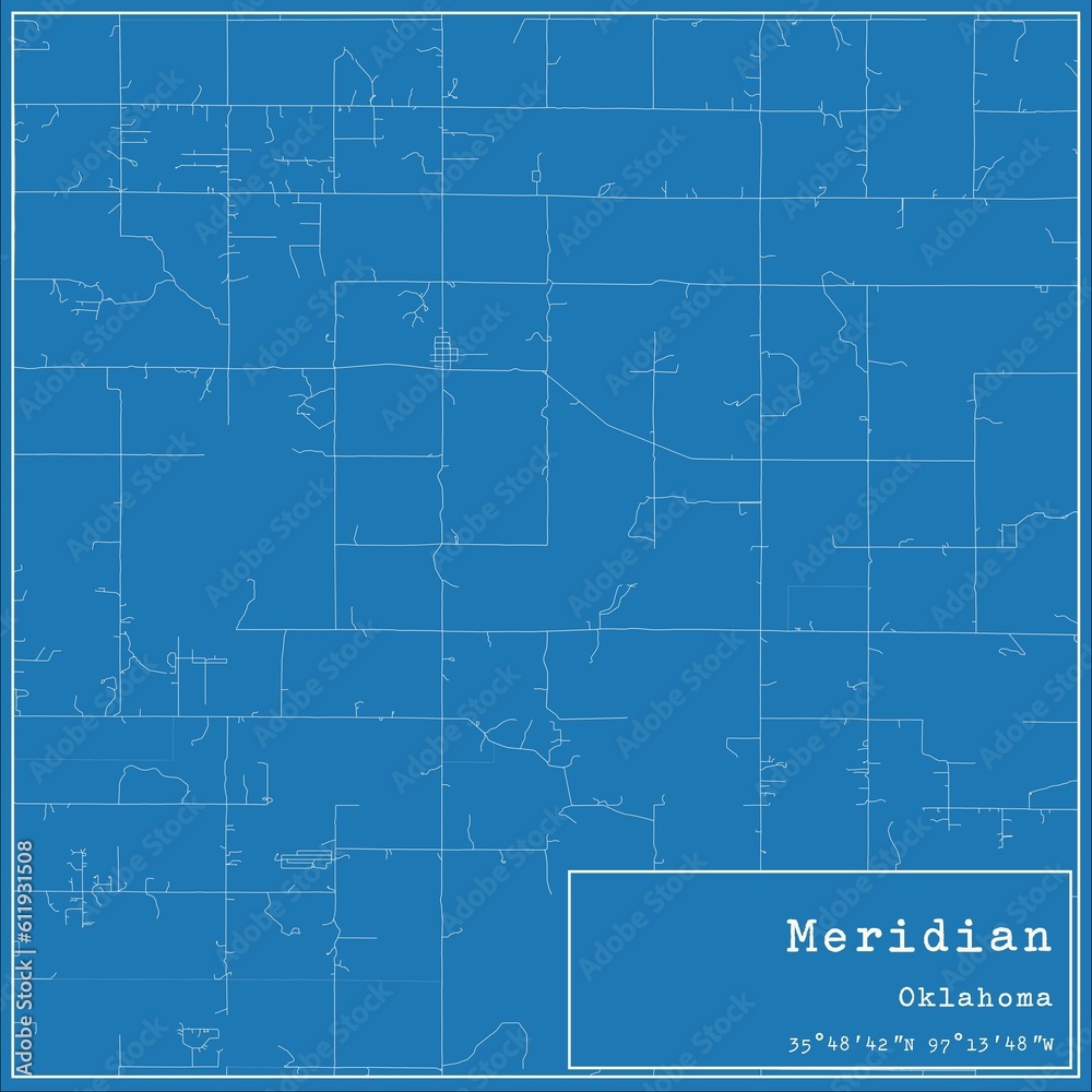 Blueprint US city map of Meridian, Oklahoma. Blueprint US city map of Meridian, Oklahoma.