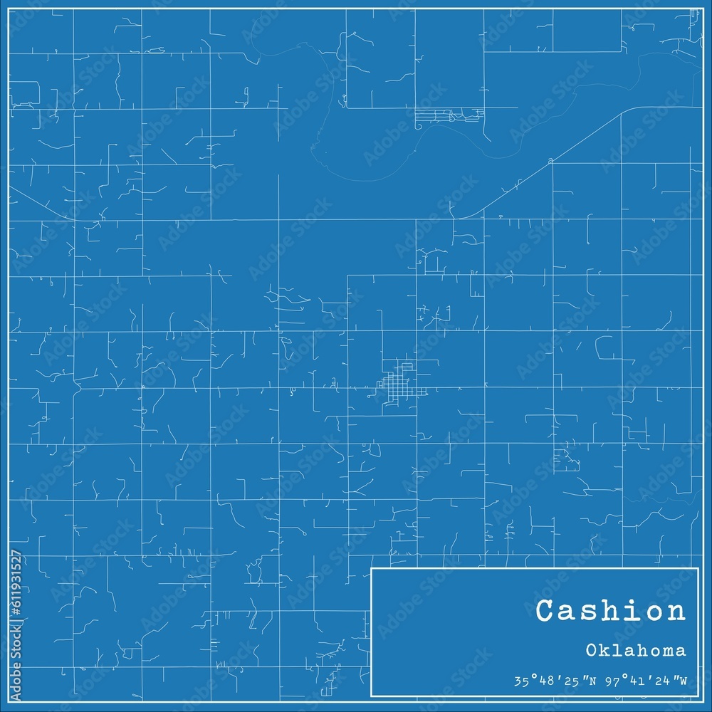 Blueprint US city map of Cashion, Oklahoma. Blueprint US city map of Cashion, Oklahoma.