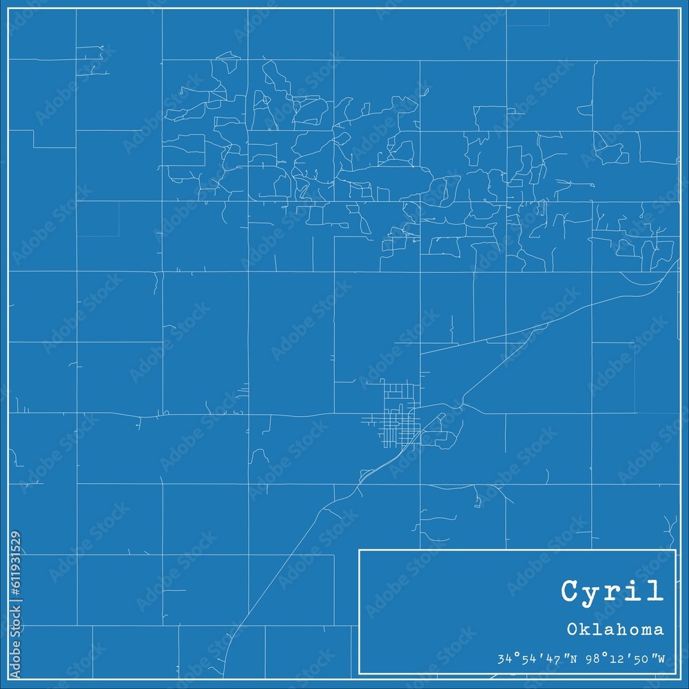 Blueprint US city map of Cyril, Oklahoma. Blueprint US city map of Cyril, Oklahoma.