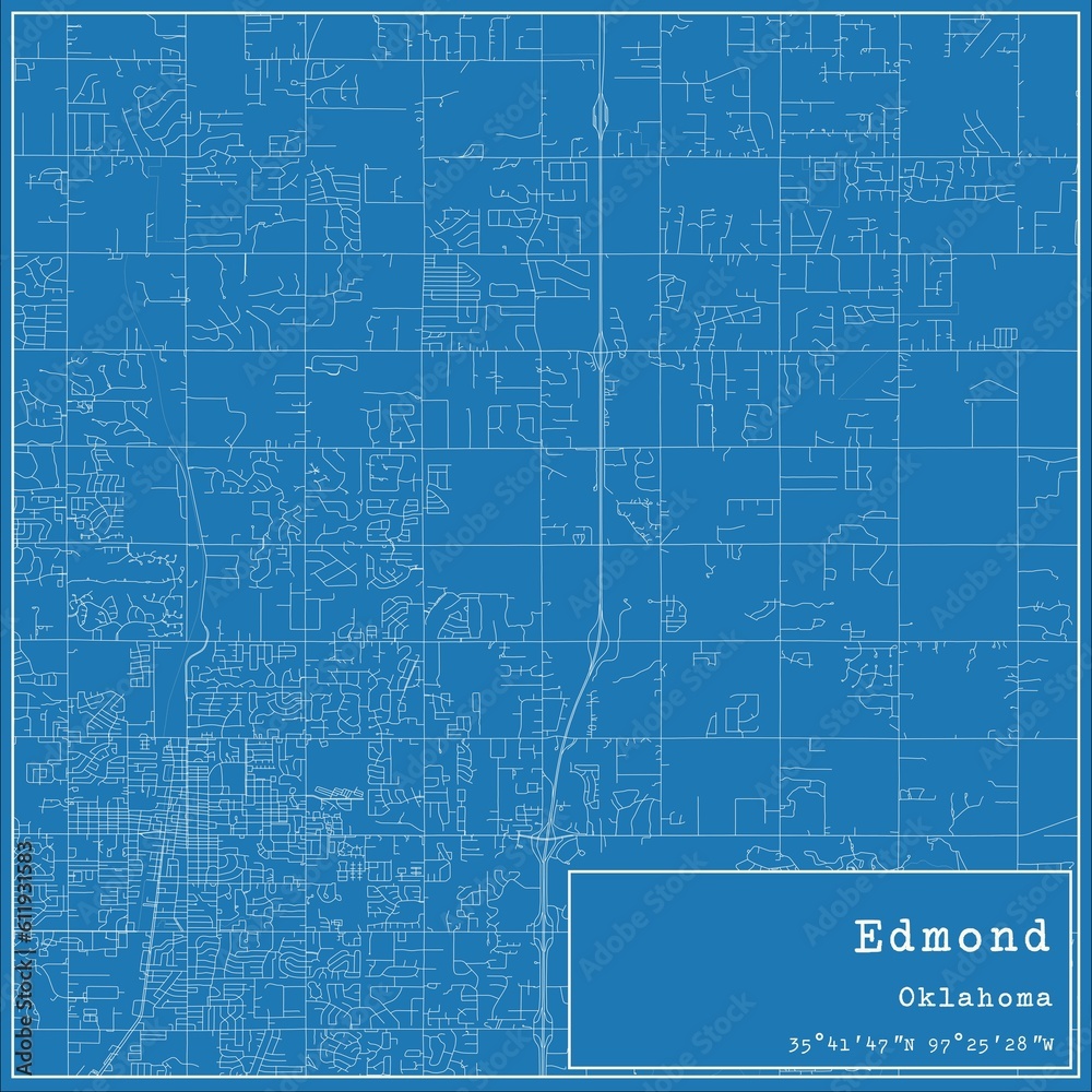Blueprint US city map of Edmond, Oklahoma. Blueprint US city map of Edmond, Oklahoma.