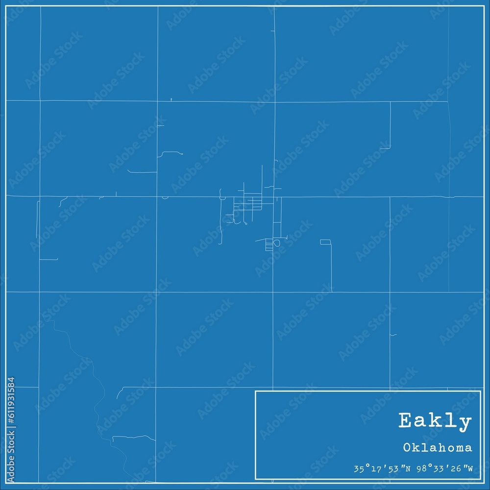 Fototapeta premium Blueprint US city map of Eakly, Oklahoma.