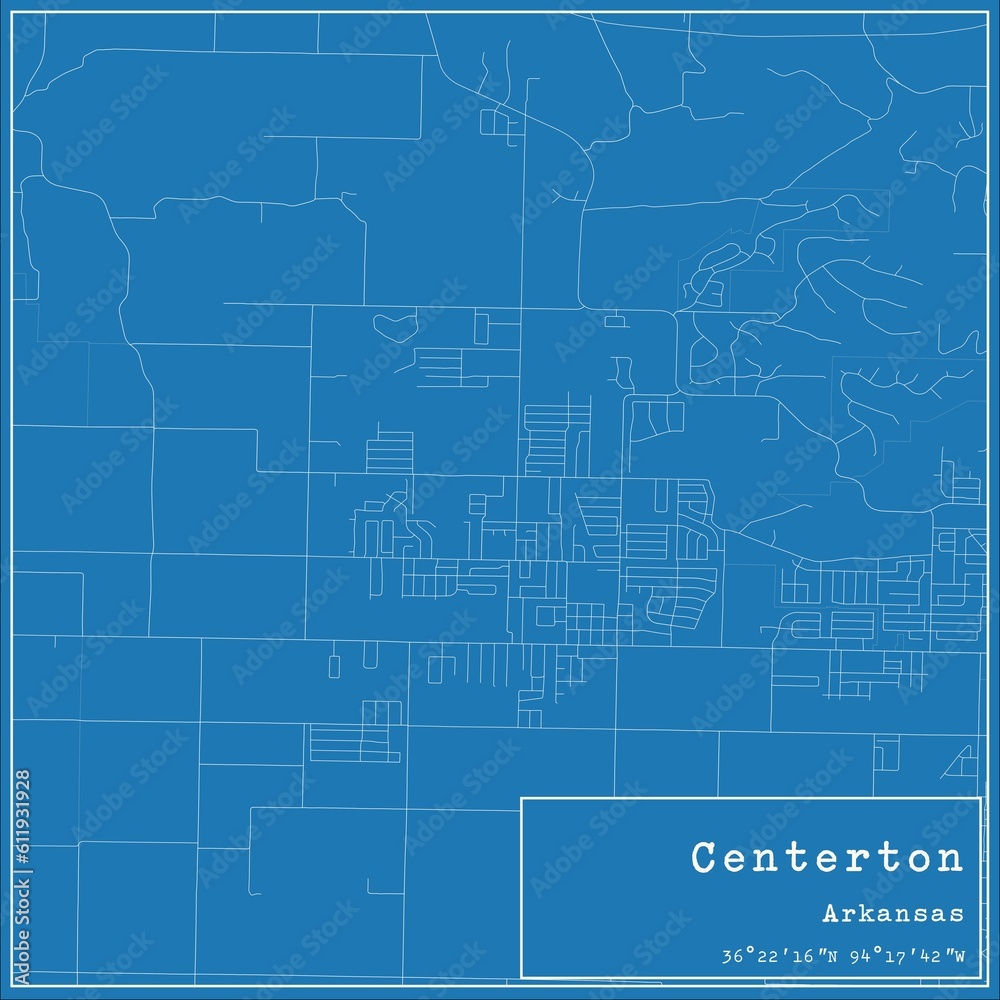 Blueprint US city map of Centerton, Arkansas.