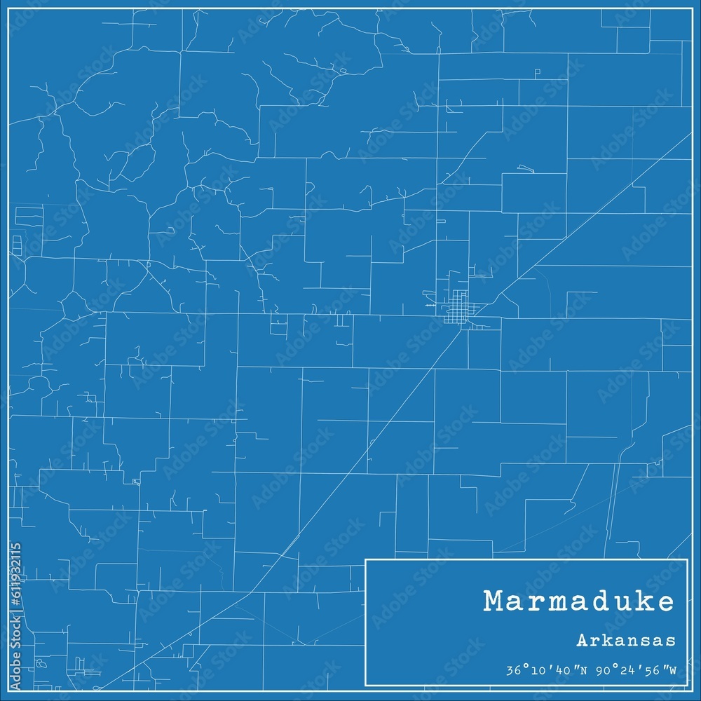 Fototapeta premium Blueprint US city map of Marmaduke, Arkansas.