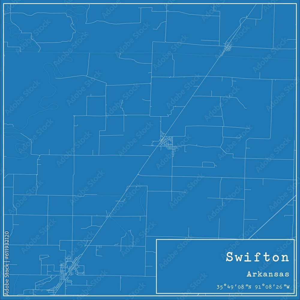 Obraz premium Blueprint US city map of Swifton, Arkansas.