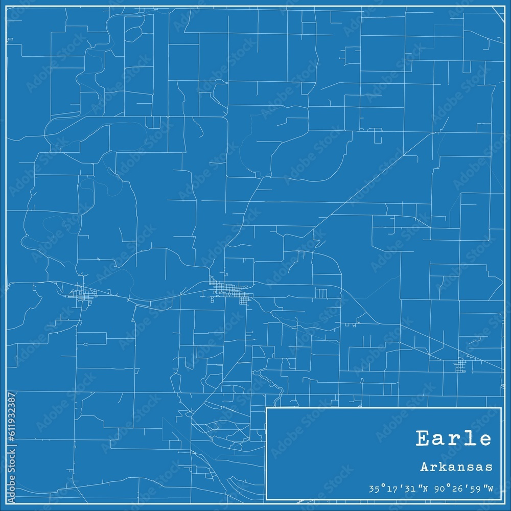 Fototapeta Blueprint US city map of Earle, Arkansas.