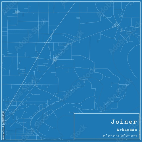 Blueprint US city map of Joiner, Arkansas.
