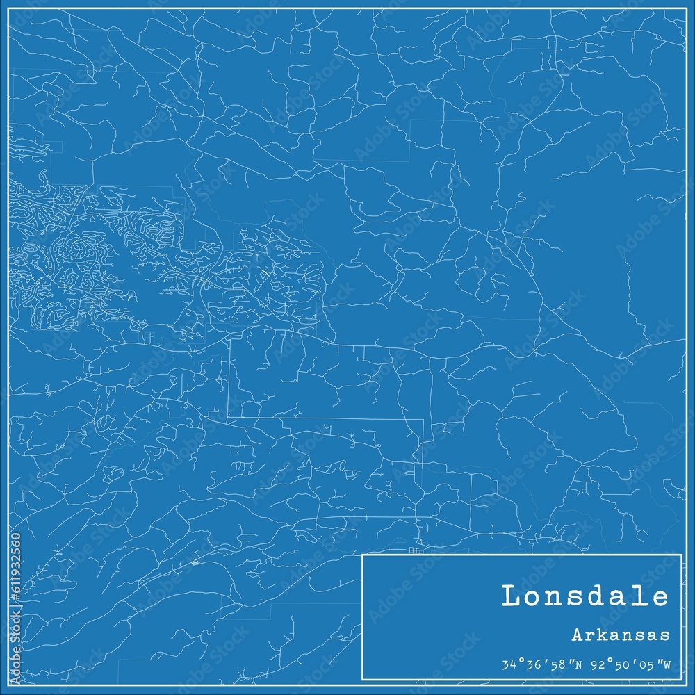 Blueprint US city map of Lonsdale, Arkansas. Blueprint US city map of Lonsdale, Arkansas.