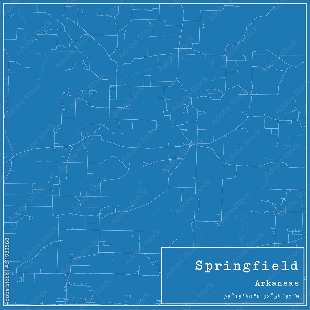 Blueprint US city map of Springfield, Arkansas.