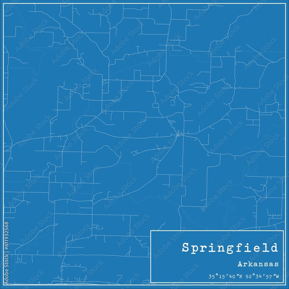 Blueprint US city map of Springfield, Arkansas. Blueprint US city map of Springfield, Arkansas.