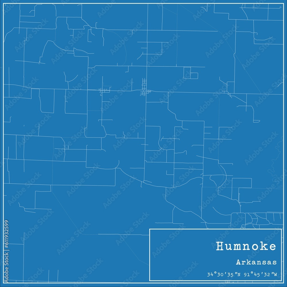 Blueprint US city map of Humnoke, Arkansas.