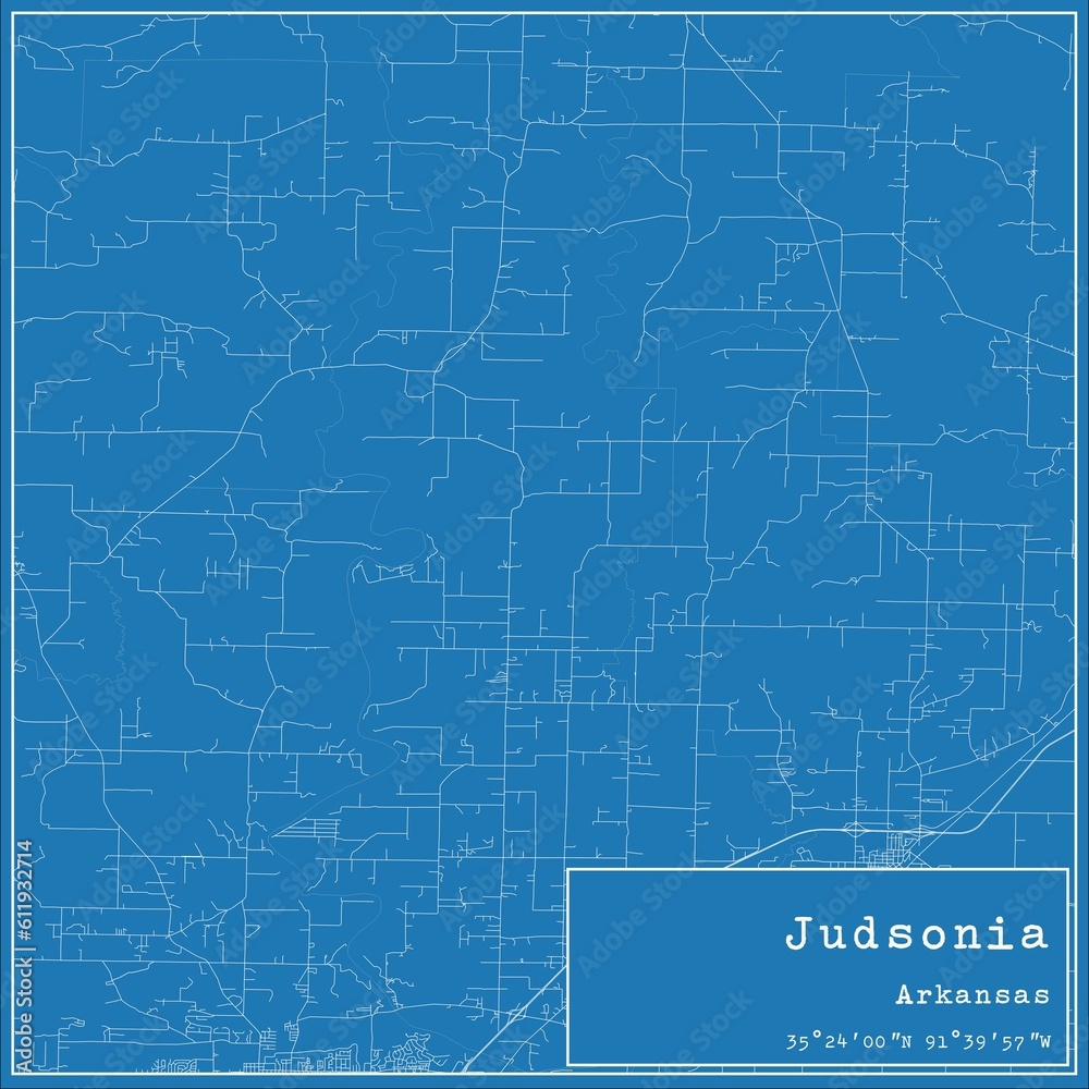 Blueprint US city map of Judsonia, Arkansas.
