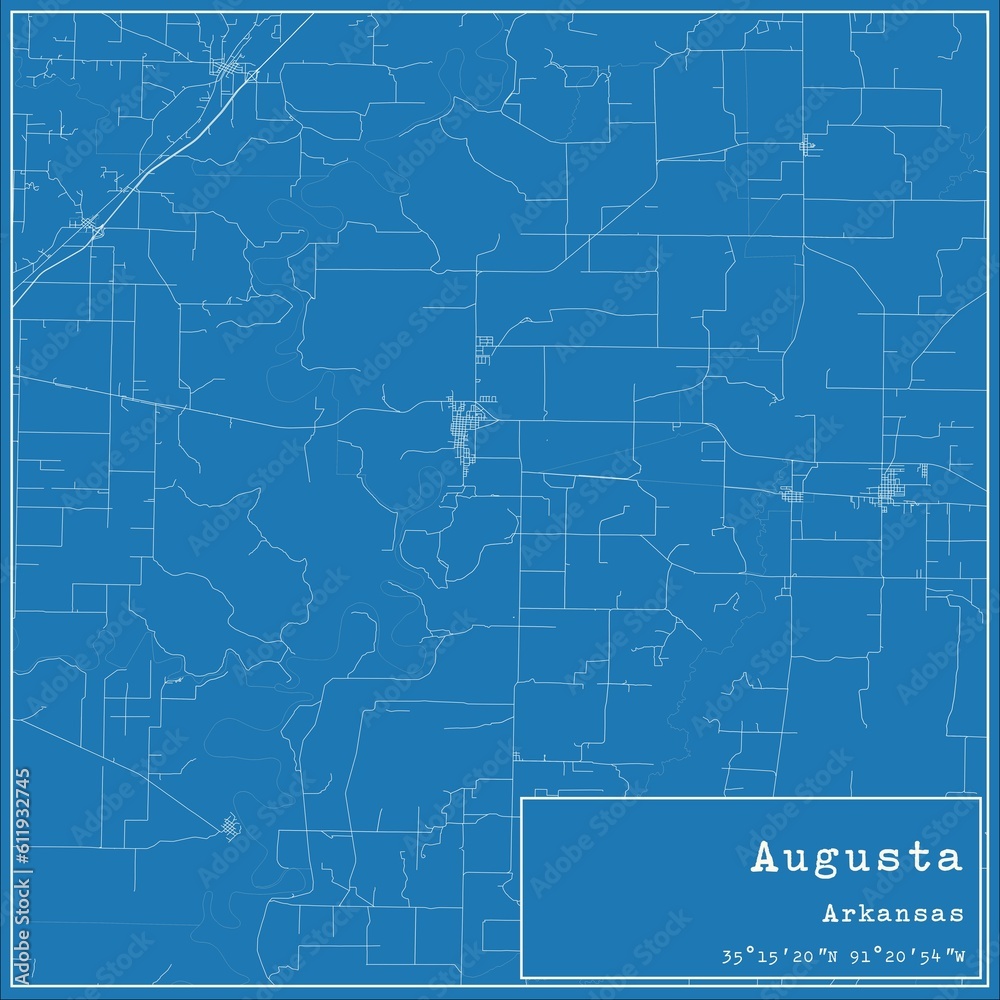 Fototapeta premium Blueprint US city map of Augusta, Arkansas.