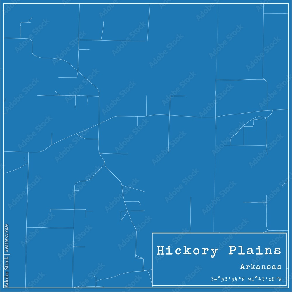 Blueprint US city map of Hickory Plains, Arkansas. Blueprint US city map of Hickory Plains, Arkansas.