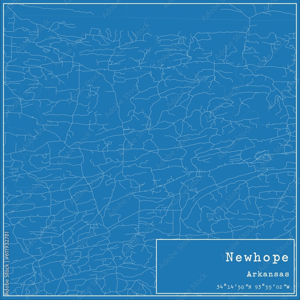 Obraz premium Blueprint US city map of Newhope, Arkansas.