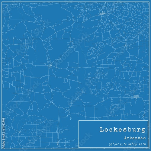 Blueprint US city map of Lockesburg, Arkansas.