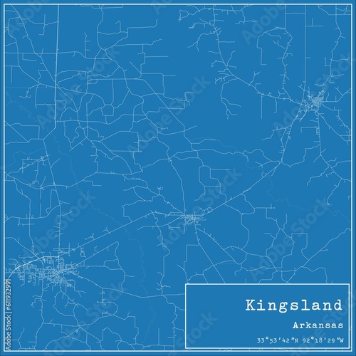 Blueprint US city map of Kingsland, Arkansas. photo