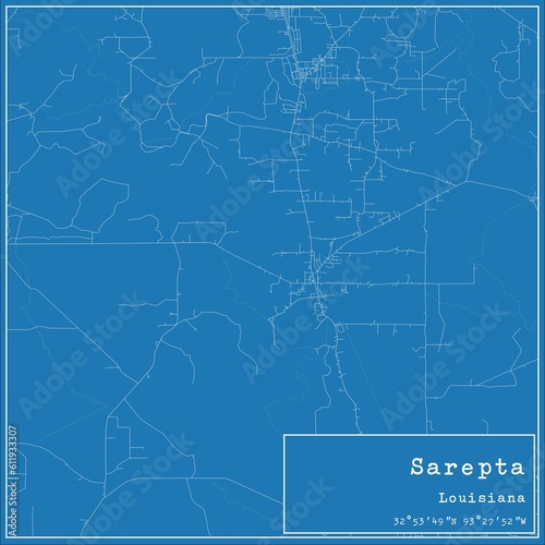 Blueprint US city map of Sarepta, Louisiana. photo