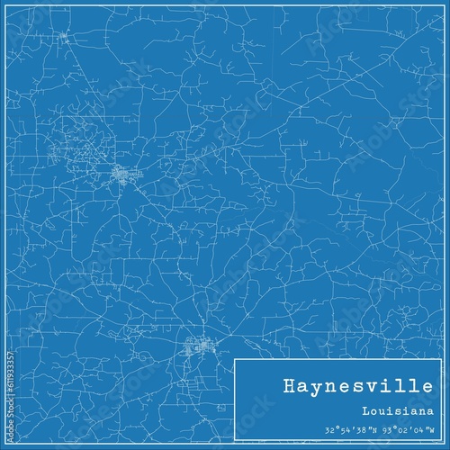Blueprint US city map of Haynesville, Louisiana. photo