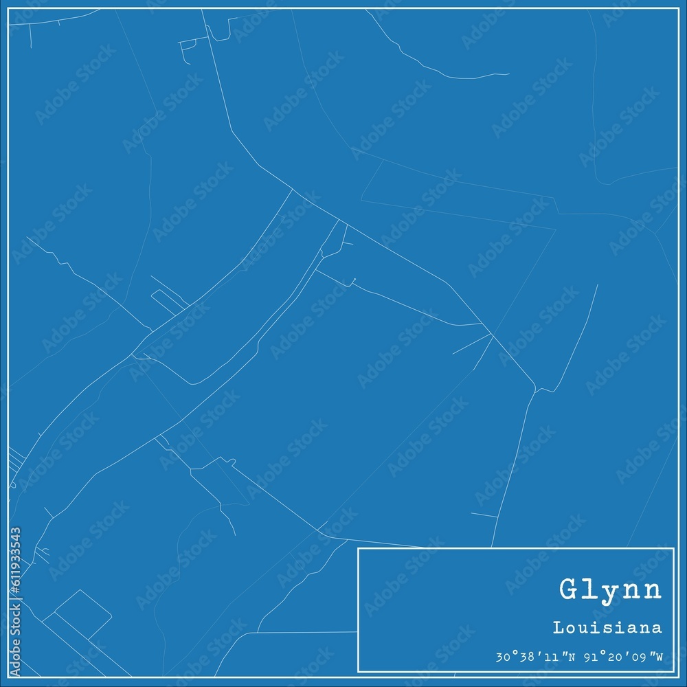 Fototapeta premium Blueprint US city map of Glynn, Louisiana.
