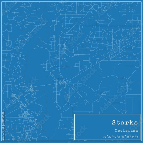Blueprint US city map of Starks  Louisiana.