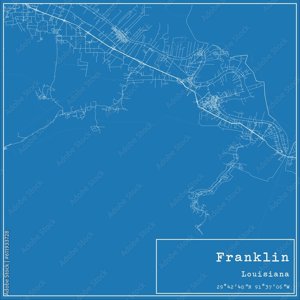 Blueprint US city map of Franklin, Louisiana. Blueprint US city map of Franklin, Louisiana.