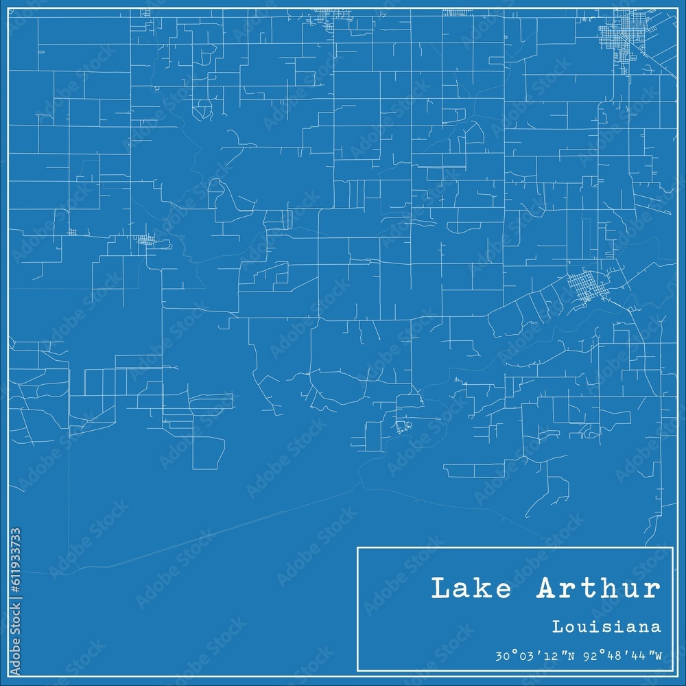 Blueprint US city map of Lake Arthur, Louisiana.