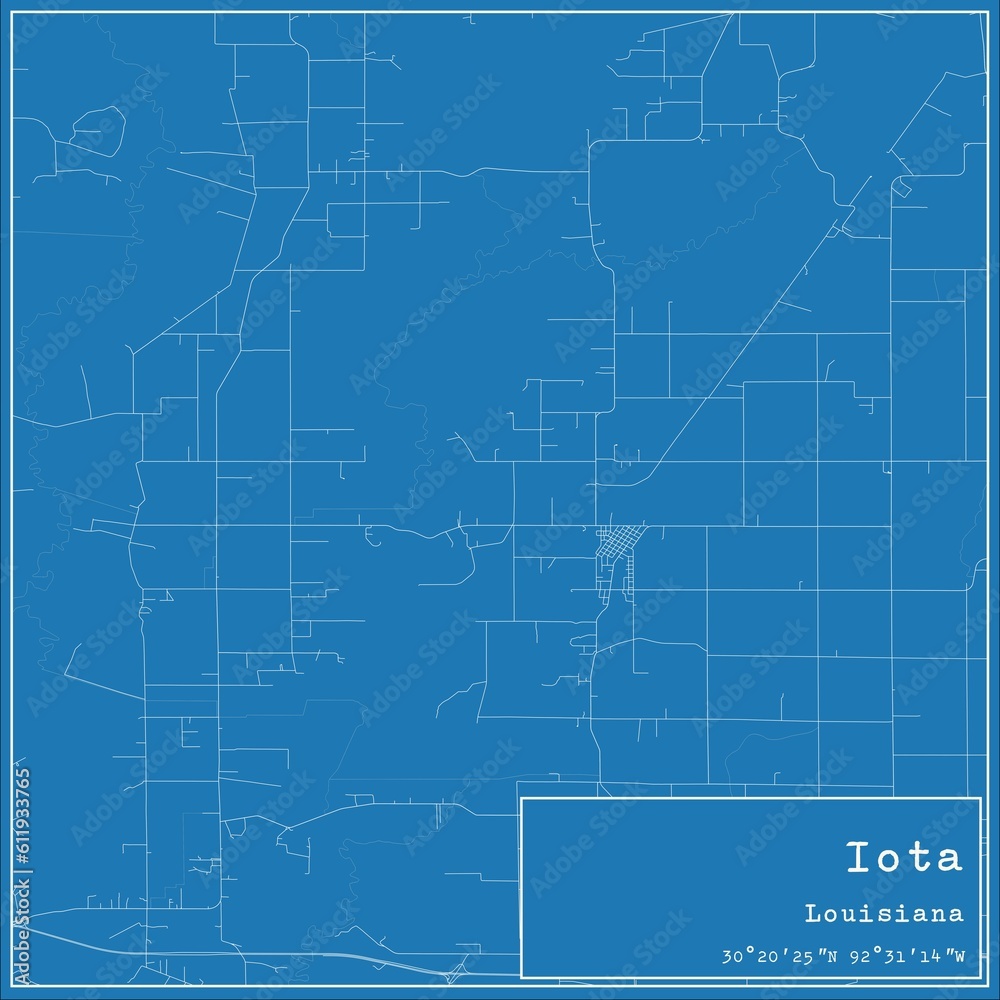 Blueprint US city map of Iota, Louisiana.