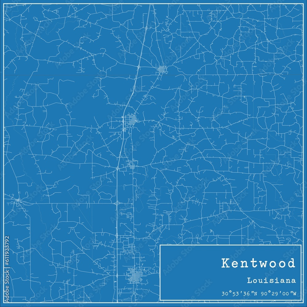 Blueprint US city map of Kentwood, Louisiana. Blueprint US city map of Kentwood, Louisiana.