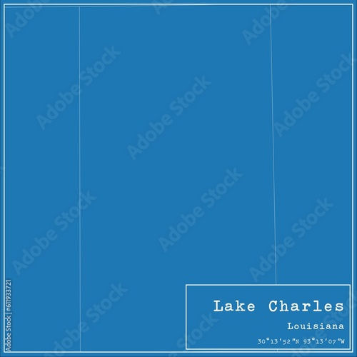 Blueprint US city map of Lake Charles, Louisiana. photo