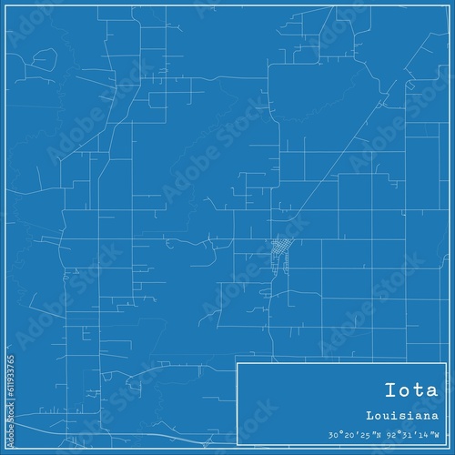 Blueprint US city map of Iota, Louisiana.