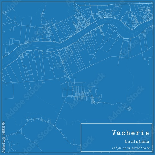 Blueprint US city map of Vacherie, Louisiana. photo