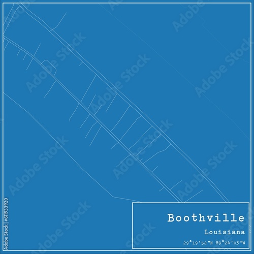 Blueprint US city map of Boothville, Louisiana. photo