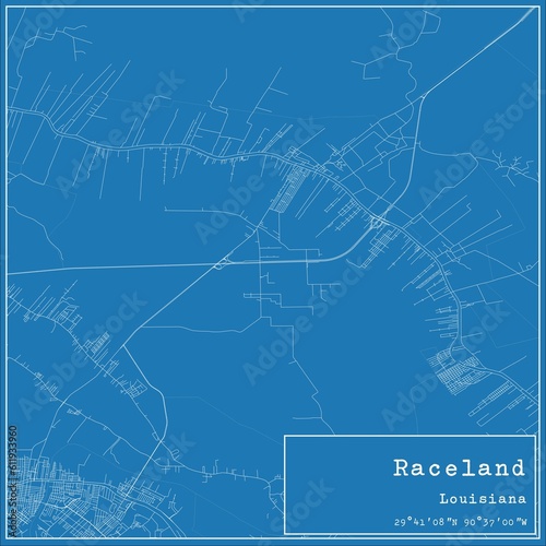 Blueprint US city map of Raceland, Louisiana. photo