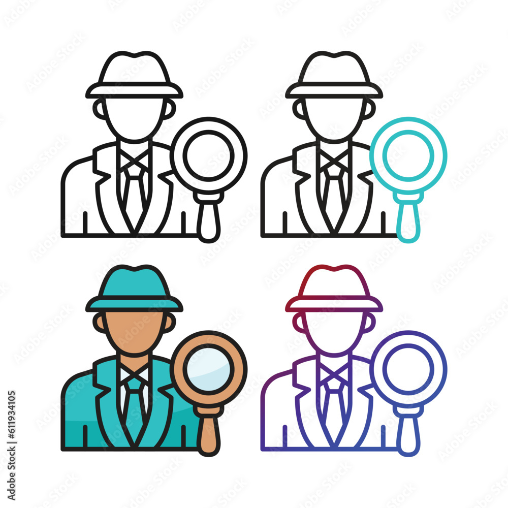Detective icon design in four variation color Detective icon design in four variation color