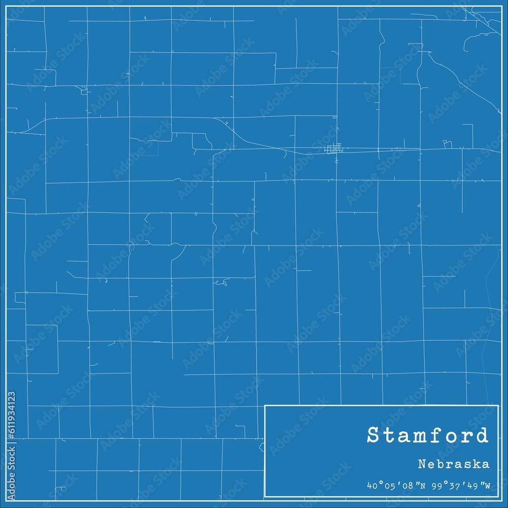 Blueprint US city map of Stamford, Nebraska.