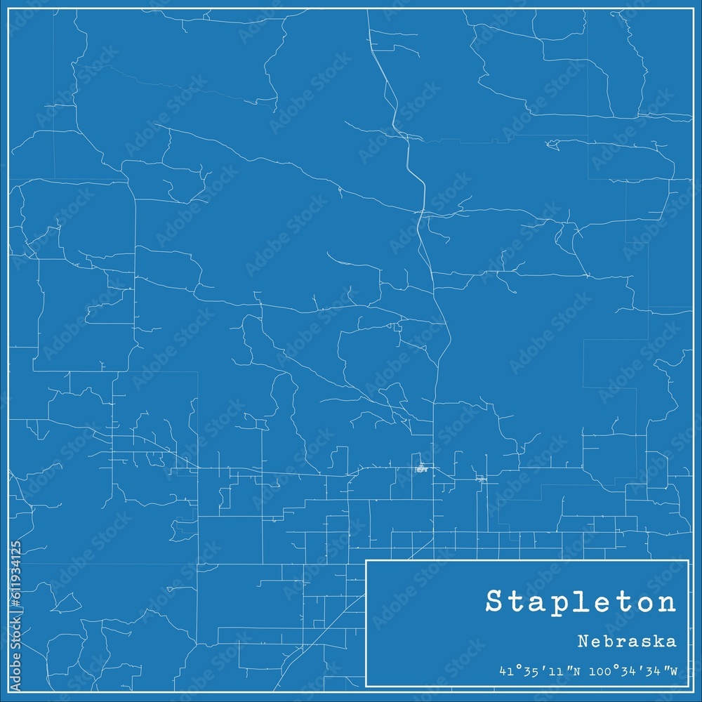 Blueprint US city map of Stapleton, Nebraska. Blueprint US city map of Stapleton, Nebraska.