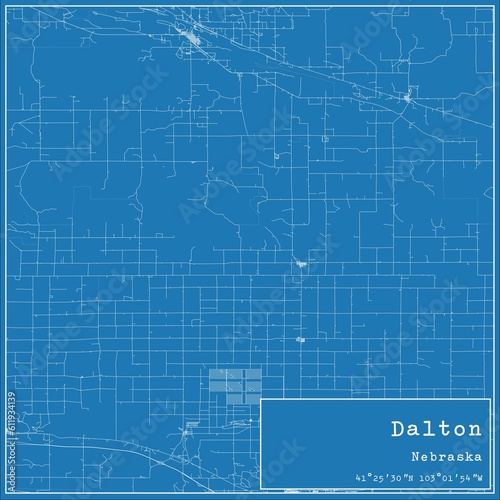 Blueprint US city map of Dalton, Nebraska.