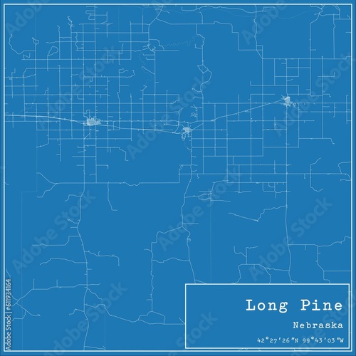 Blueprint US city map of Long Pine  Nebraska.