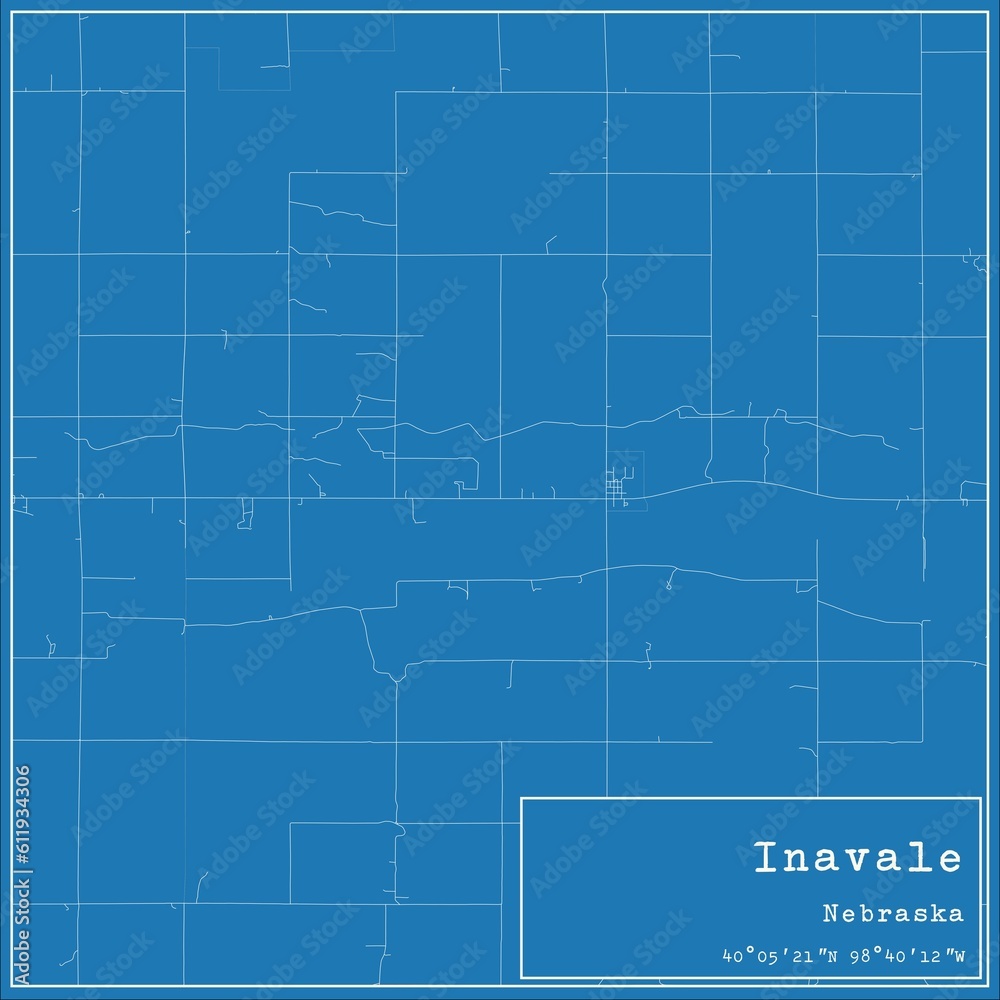 Blueprint US city map of Inavale, Nebraska.