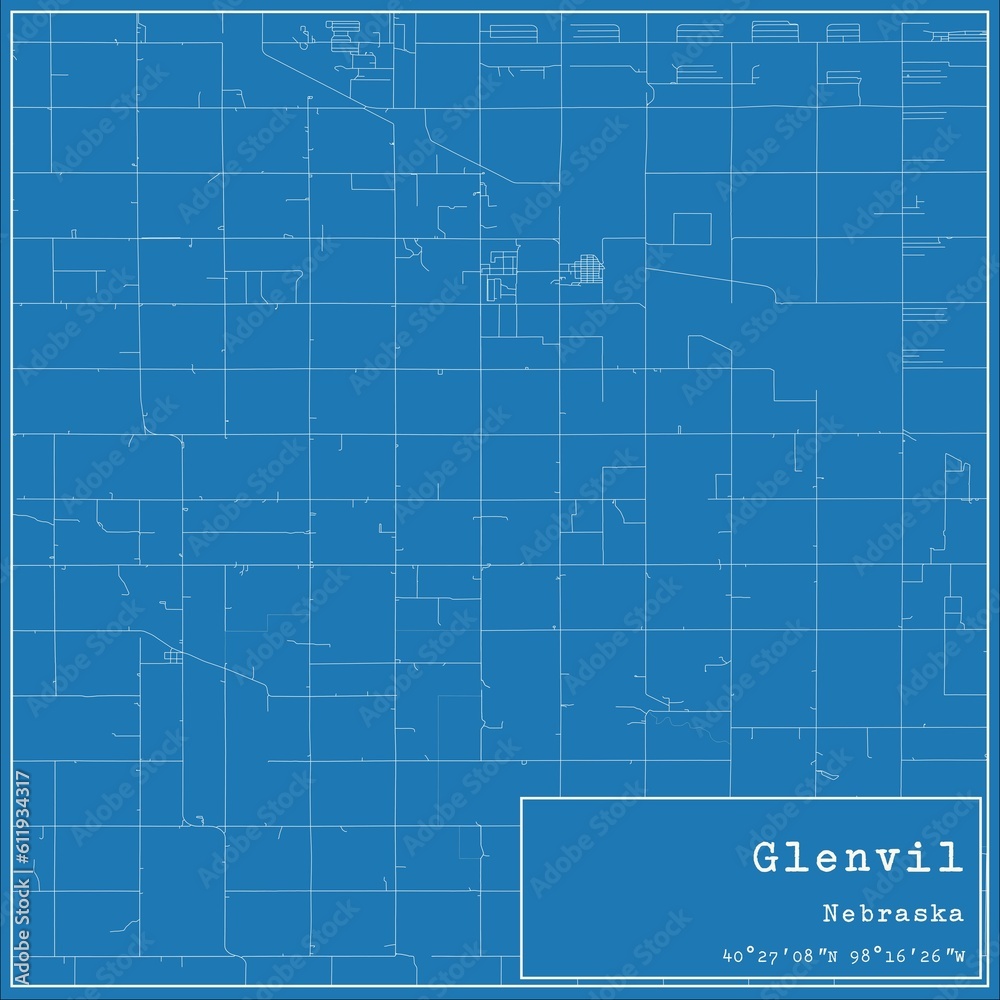 Blueprint US city map of Glenvil, Nebraska.