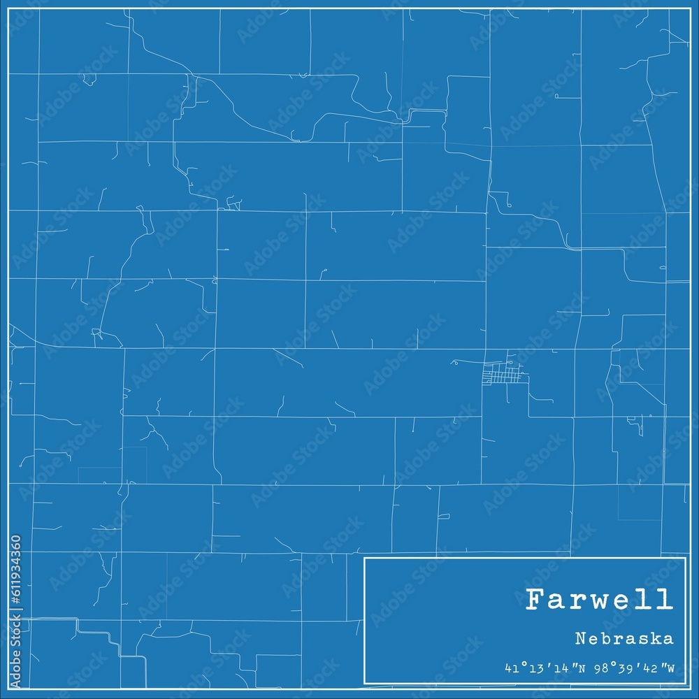 Blueprint US city map of Farwell, Nebraska.